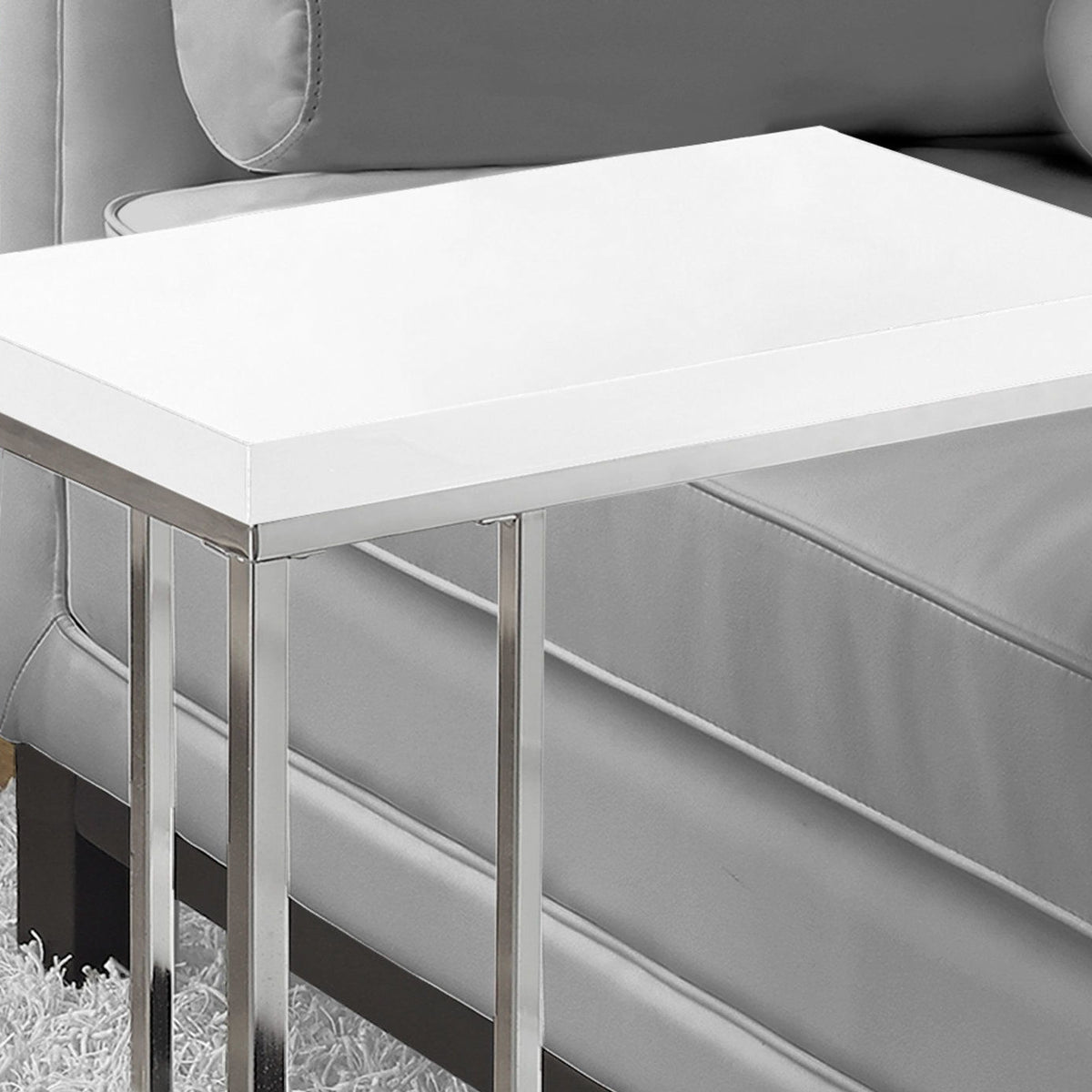 C-Shaped Accent Table Glossy For Living Room
