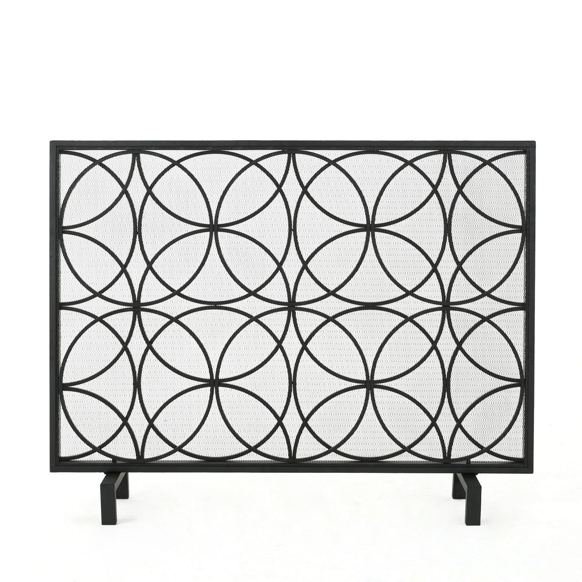 Thayer - Single Panel Iron Fireplace Screen With Geometric Design