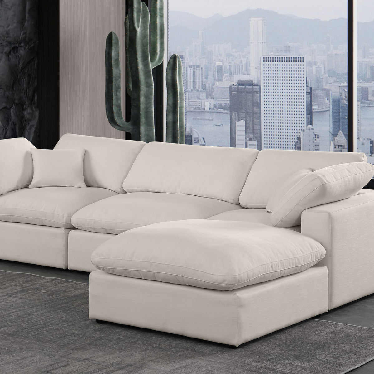 Comfy - 4 Piece Linen Fabric Modular Sectional With Chaise