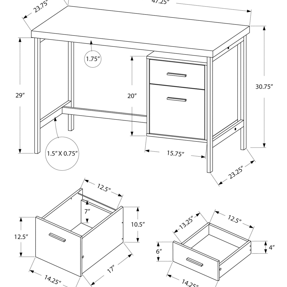Computer Desk For Home Office, Left, Right Set - Up, Storage Drawers, Modern Design