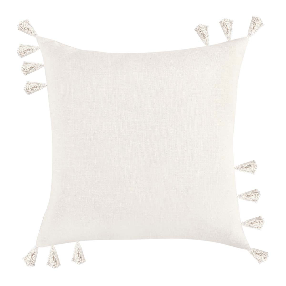 Packer ivory solid pillow with tassel corners