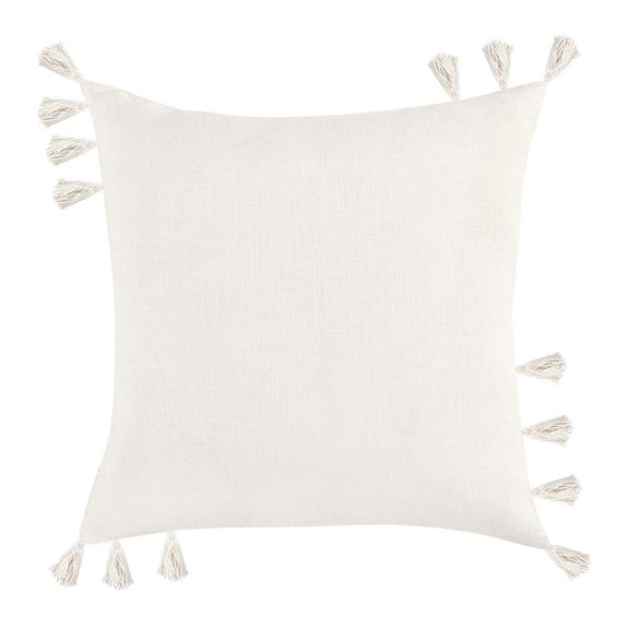 Packer ivory solid pillow with tassel corners
