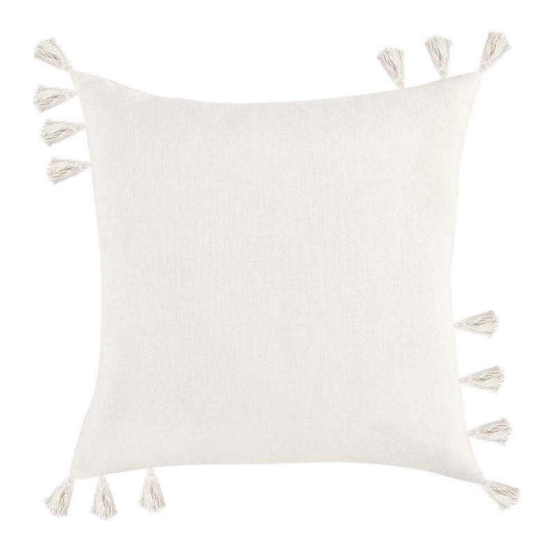 Packer ivory solid pillow with tassel corners