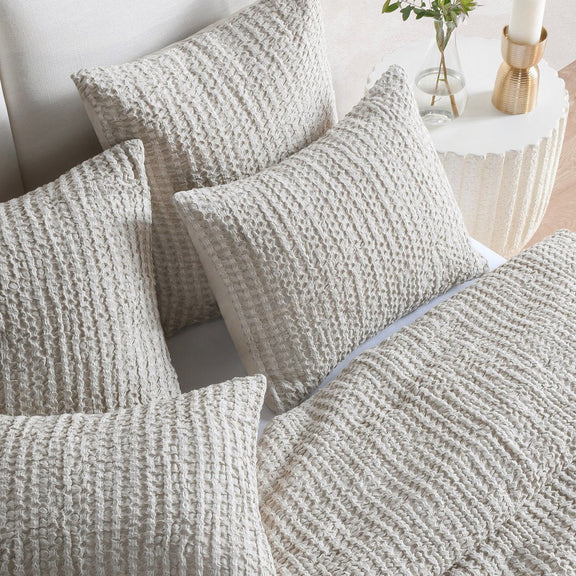 Natural textured square sham pillow covers with raised woven pattern