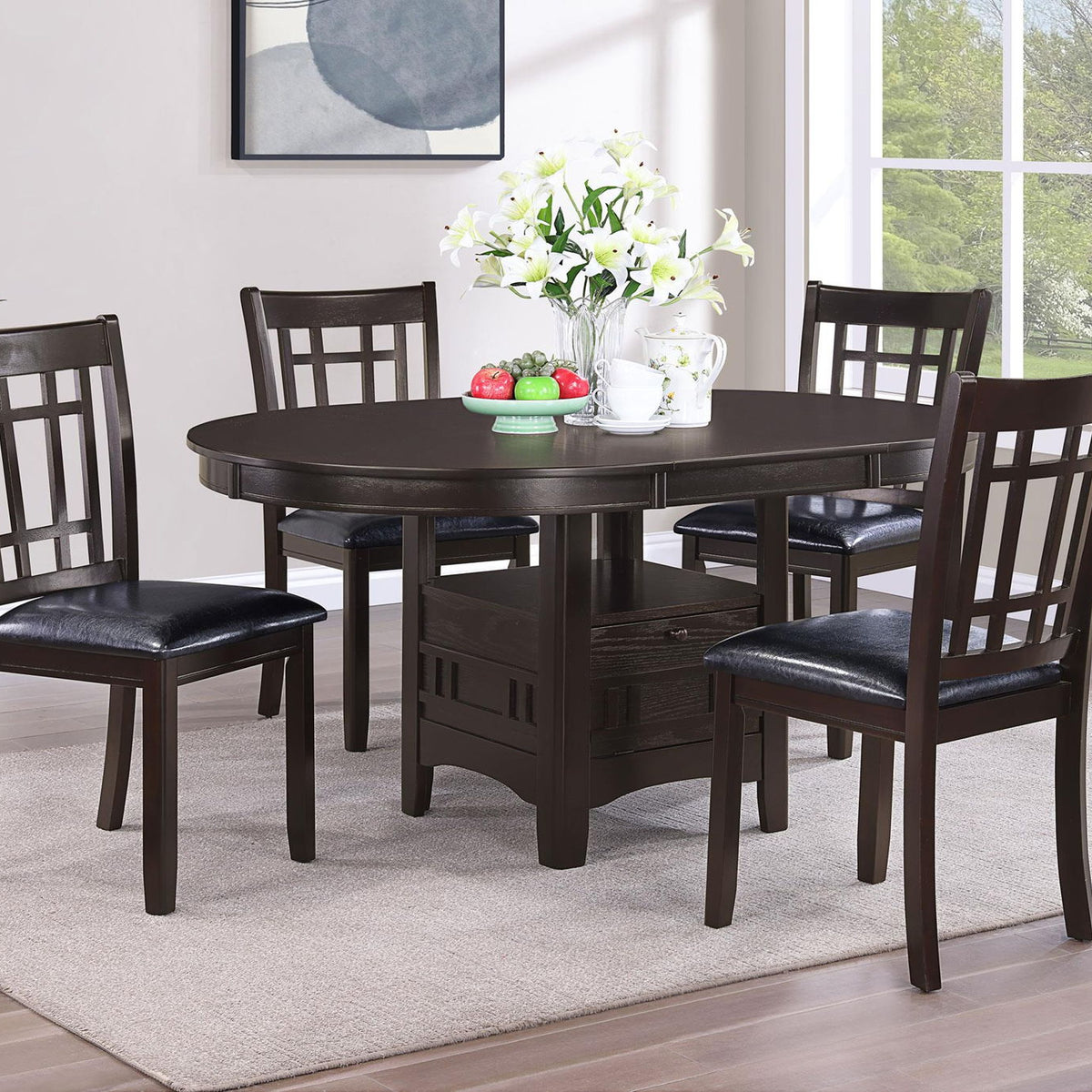 Lavon 5-piece Oval Extension Leaf Dining Set Espresso