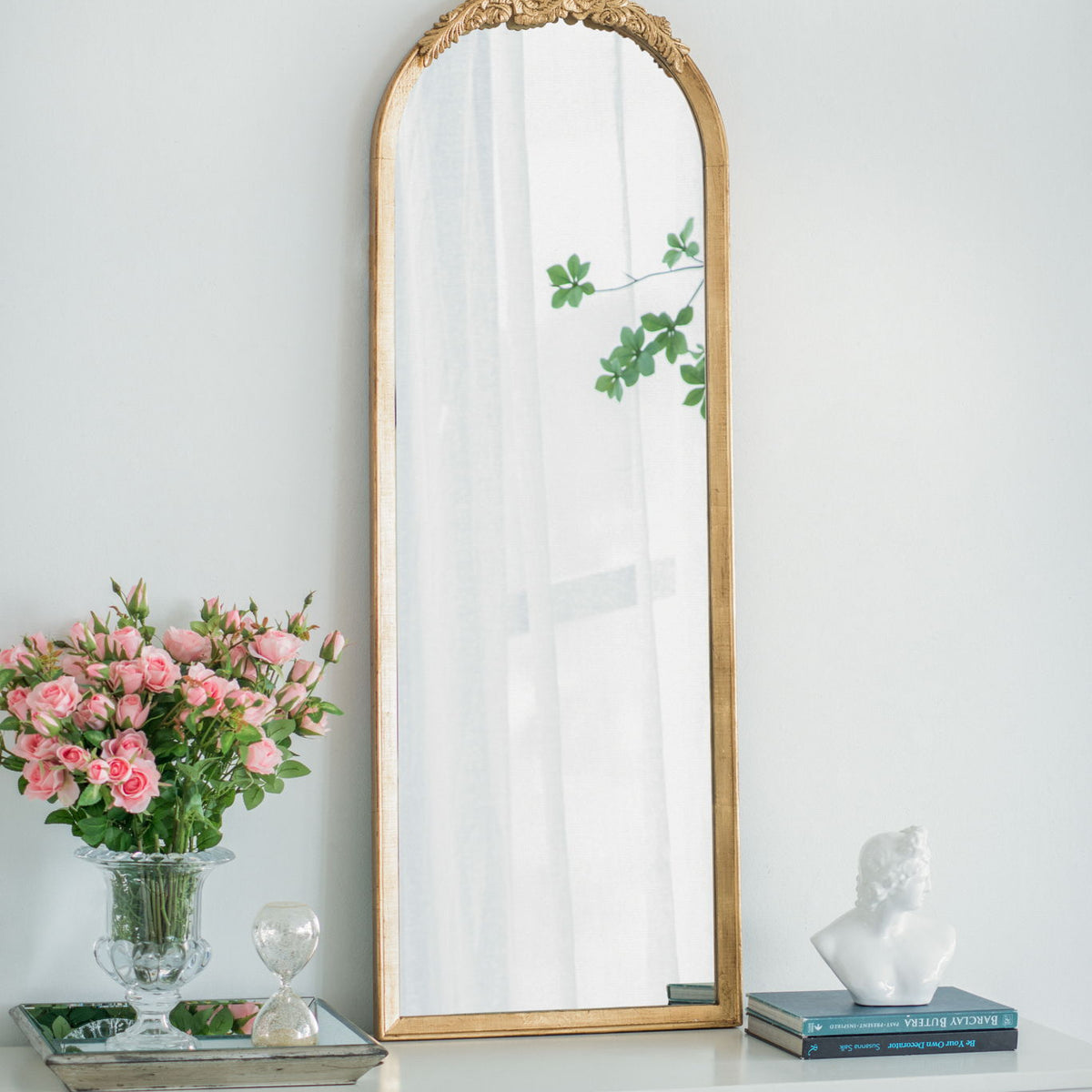 Wood Floor Mirror, Full Body Mirror Dressing Make Up Mirror For Bathroom