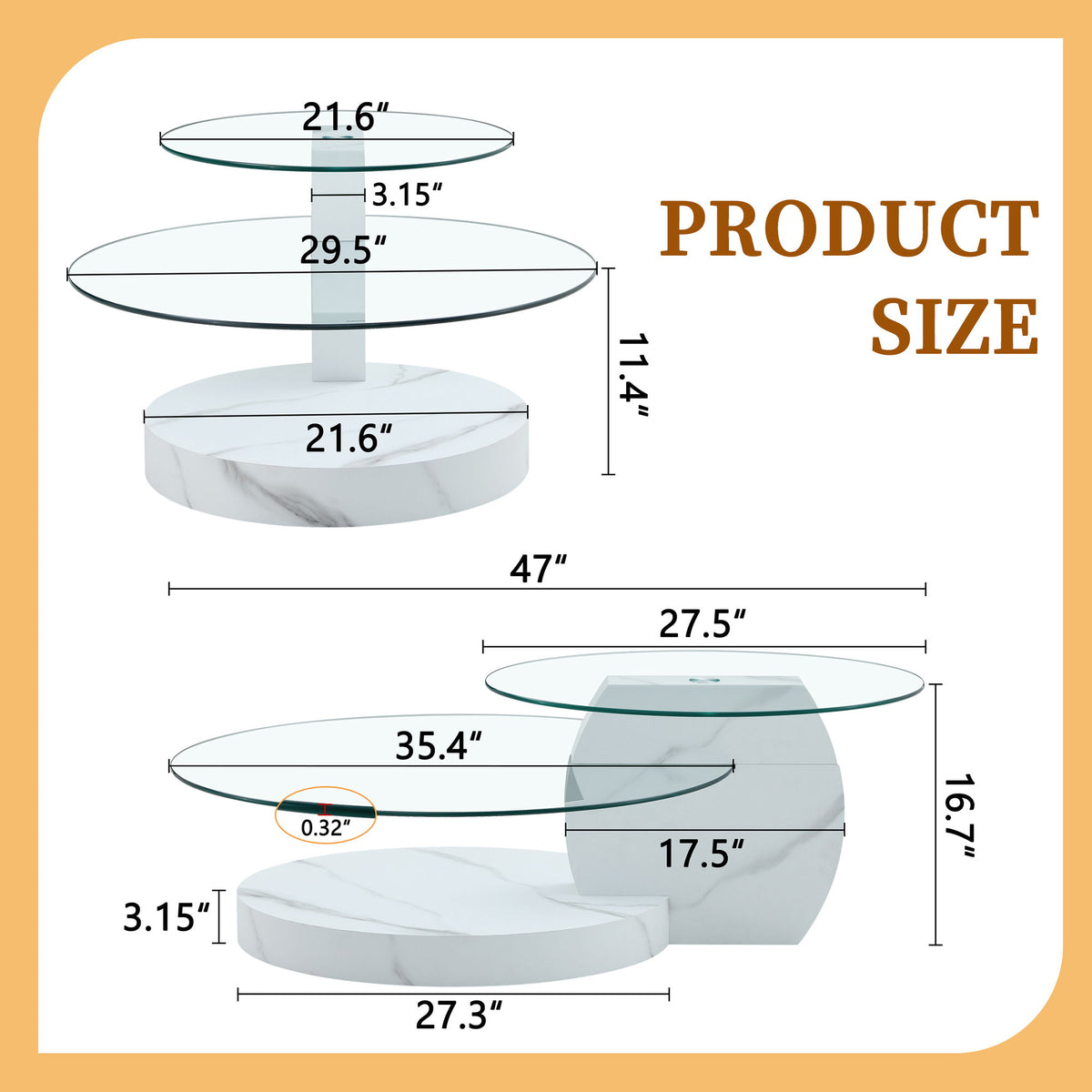 Contemporary Artistic Double Layer Coffee Table