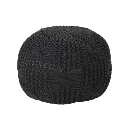Bordeaux - Knitted Cotton Round Pouf