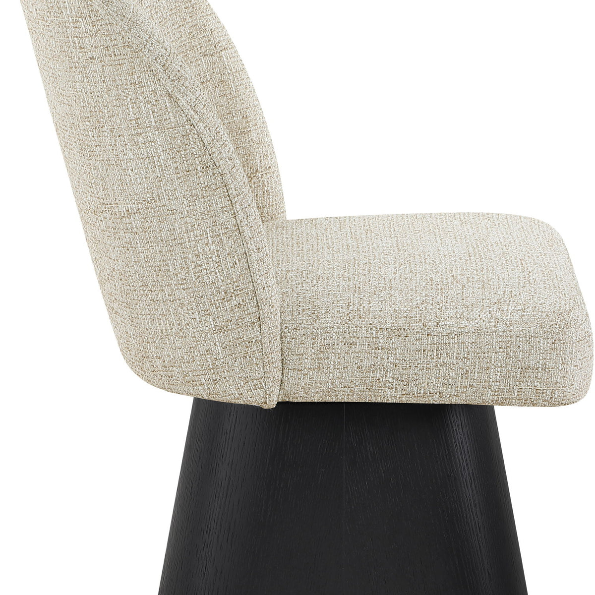 Marlowe - Linen Textured Fabric Upholstered Swivel Dining Side Chair - Stained Black