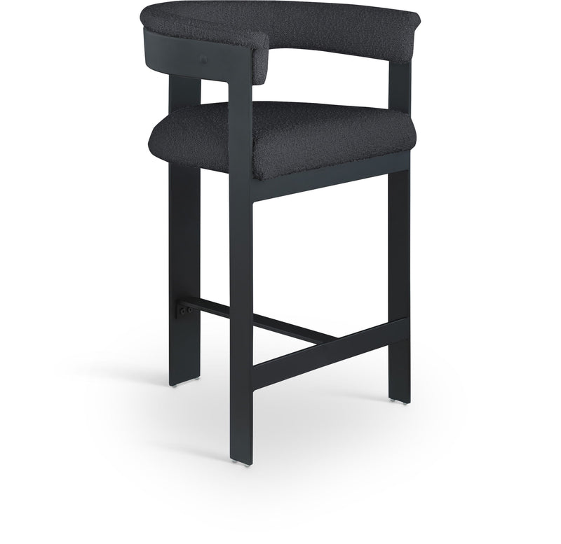 Romeo - Boucle Counter Stool With Black Base (Set of 2)