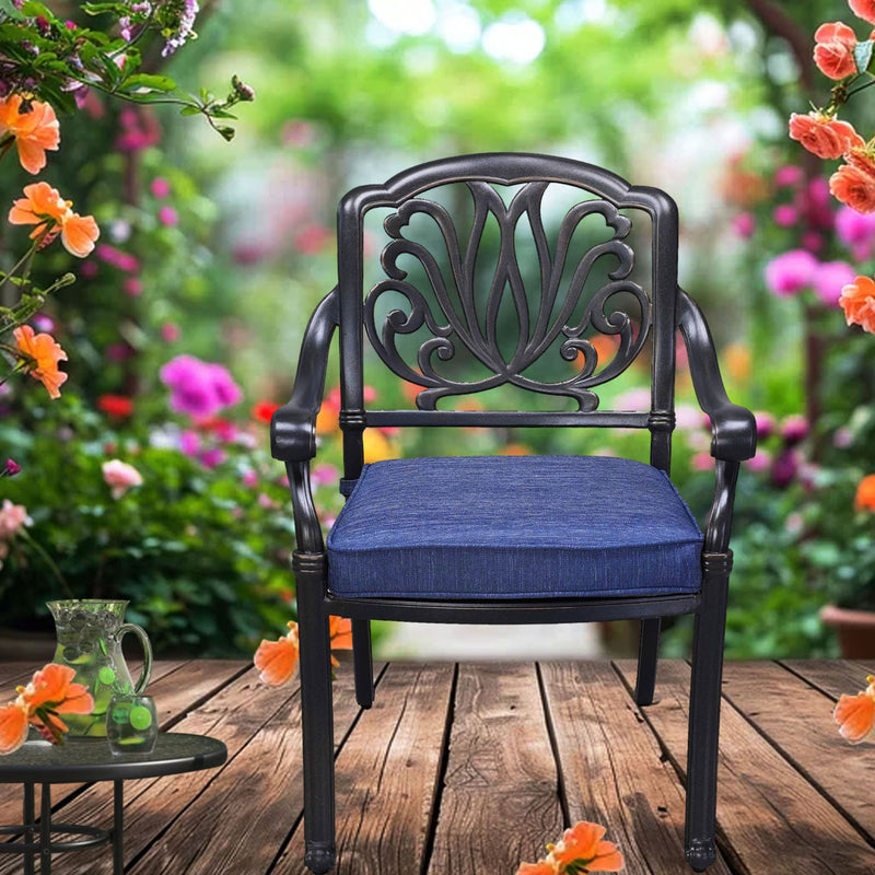 Patio Outdoor Aluminum Dining Armchair With Cushion (Set of 2)