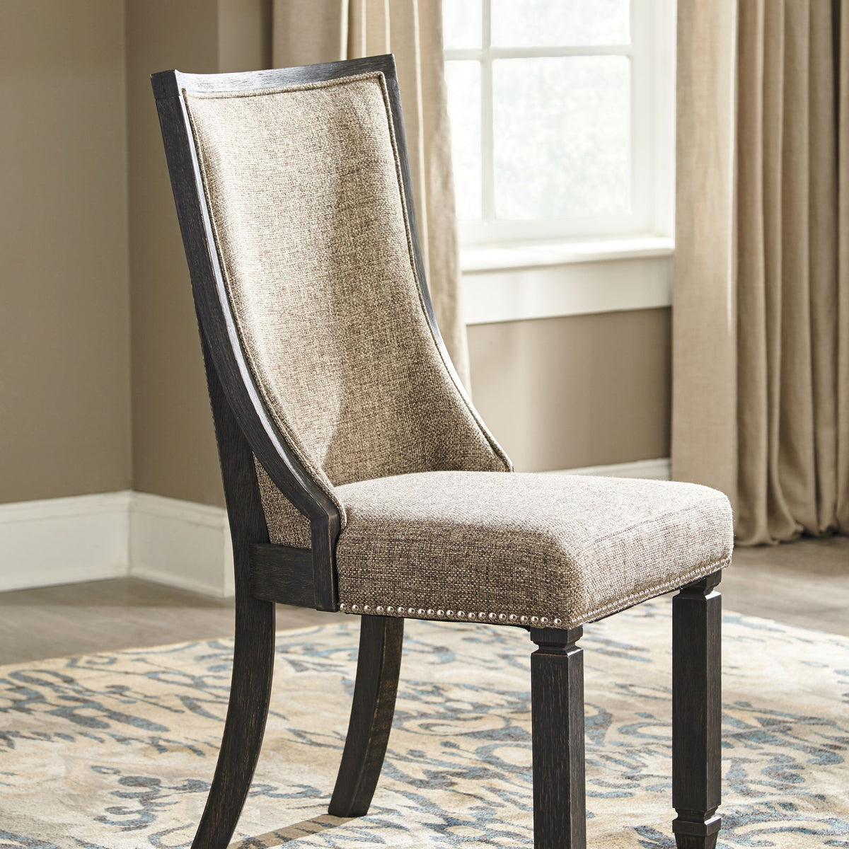 Tyler Creek - Dining UPH Side Chair (Set of 2) - Framed Back - Black / Grayish Brown