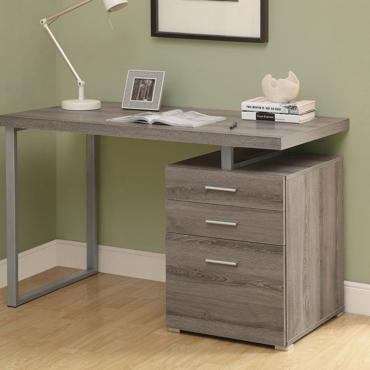 Computer Desk Left Right Set-Up Storage Drawers For Home Office