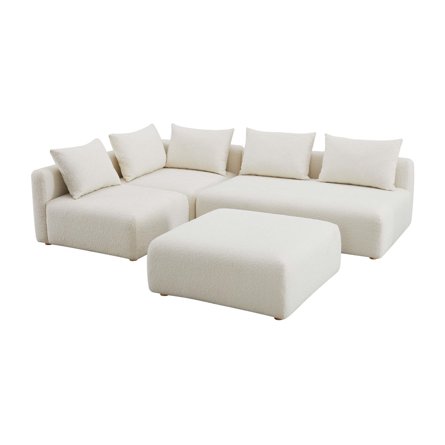 Hangover - 4-Piece Boucle Modular Chaise Sectional - Cream