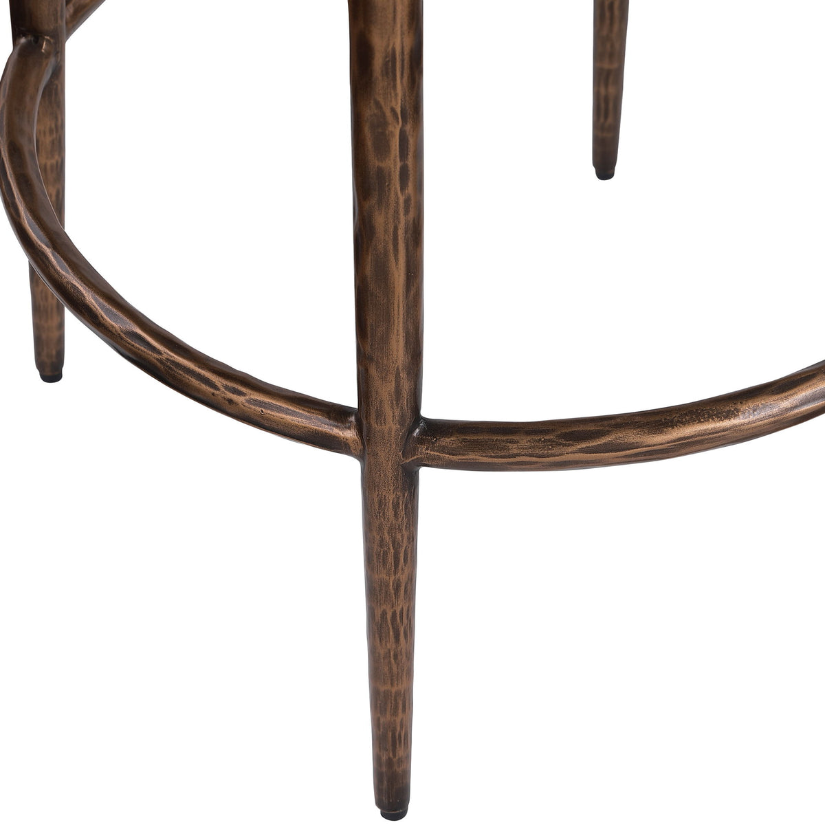 Ferro - Performance Fabric Upholstered Backless Bar Stool - Cream / Antique Bronze