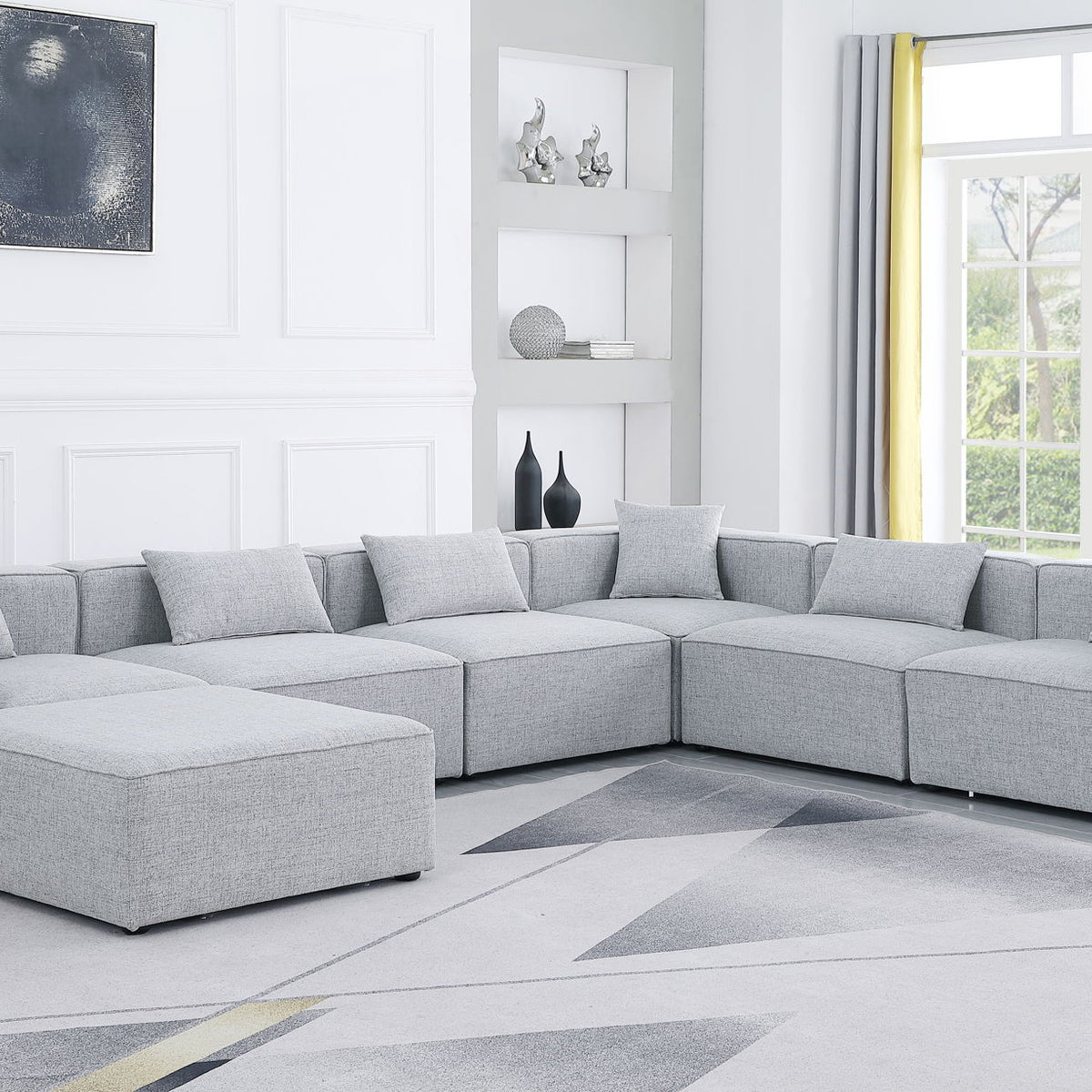 Cube - Linen 7 Piece Modular Sectional