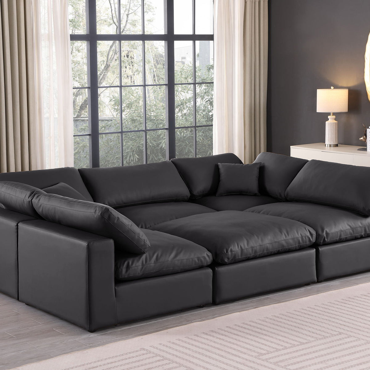 Comfy - 6 Piece Faux Leather Sectional