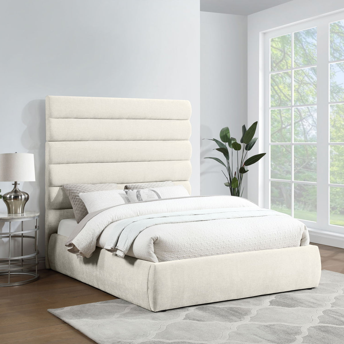 Adam - Chenille Fabric Bed With 70.5" Headboard