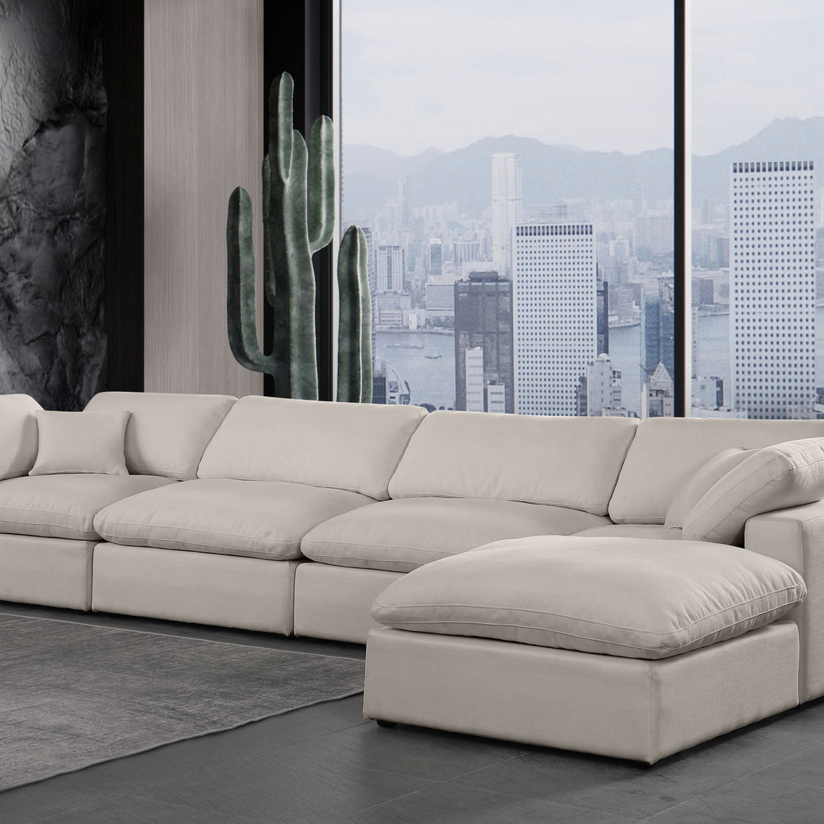 Comfy - 5 Piece Linen Modular Sectional With Chaise