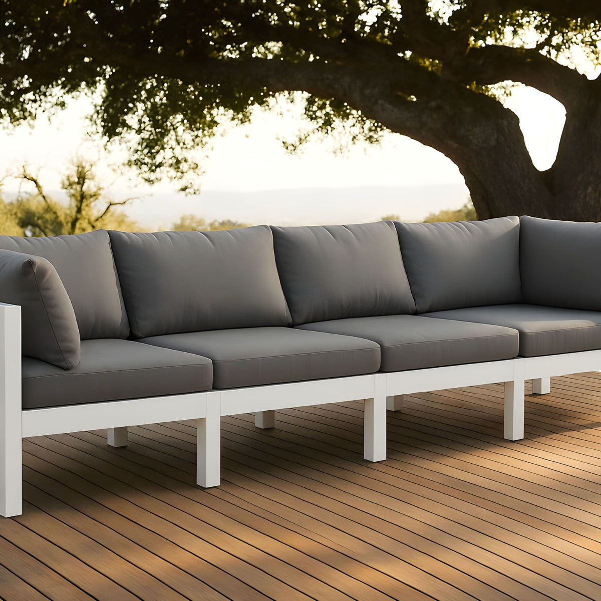 Nizuc - Outdoor Patio 4 Seat Modular Sofa With White Frame