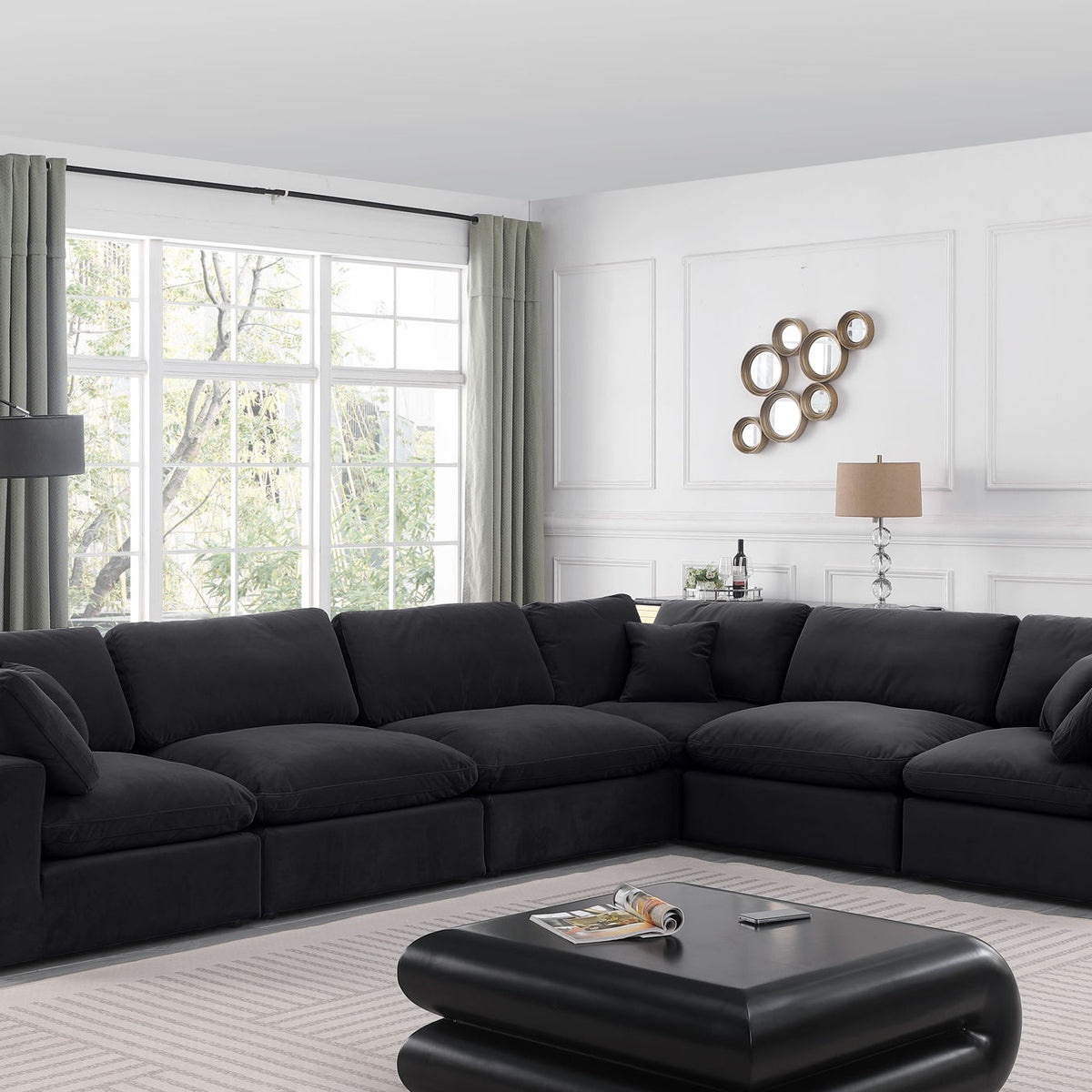 Comfy - 6 Piece Velvet Modular Corner Sectional