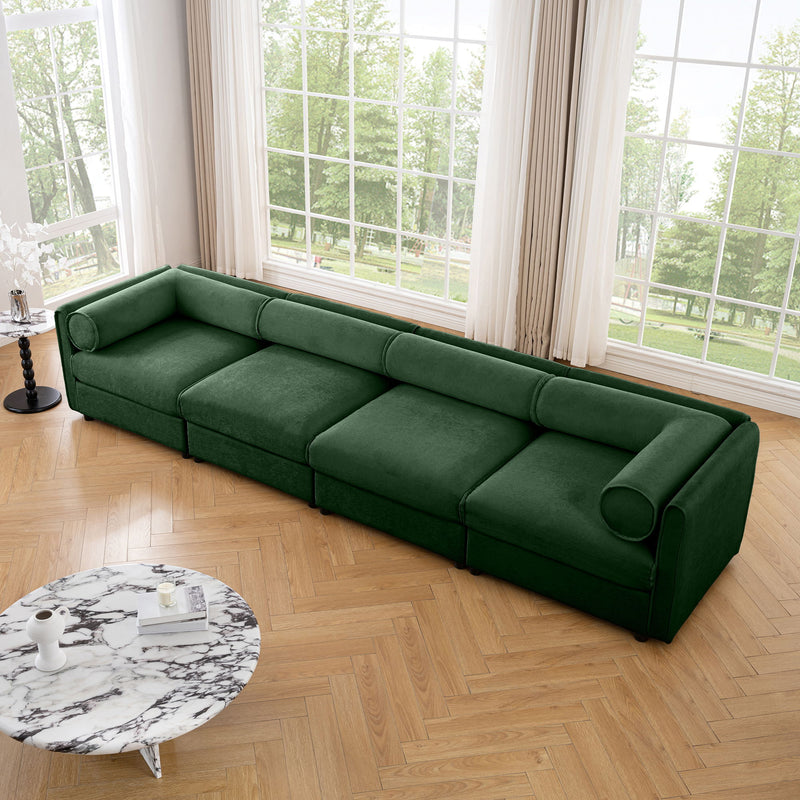 Stylish Chenille Sofa With Storage Seat And Cylindrical Backrest