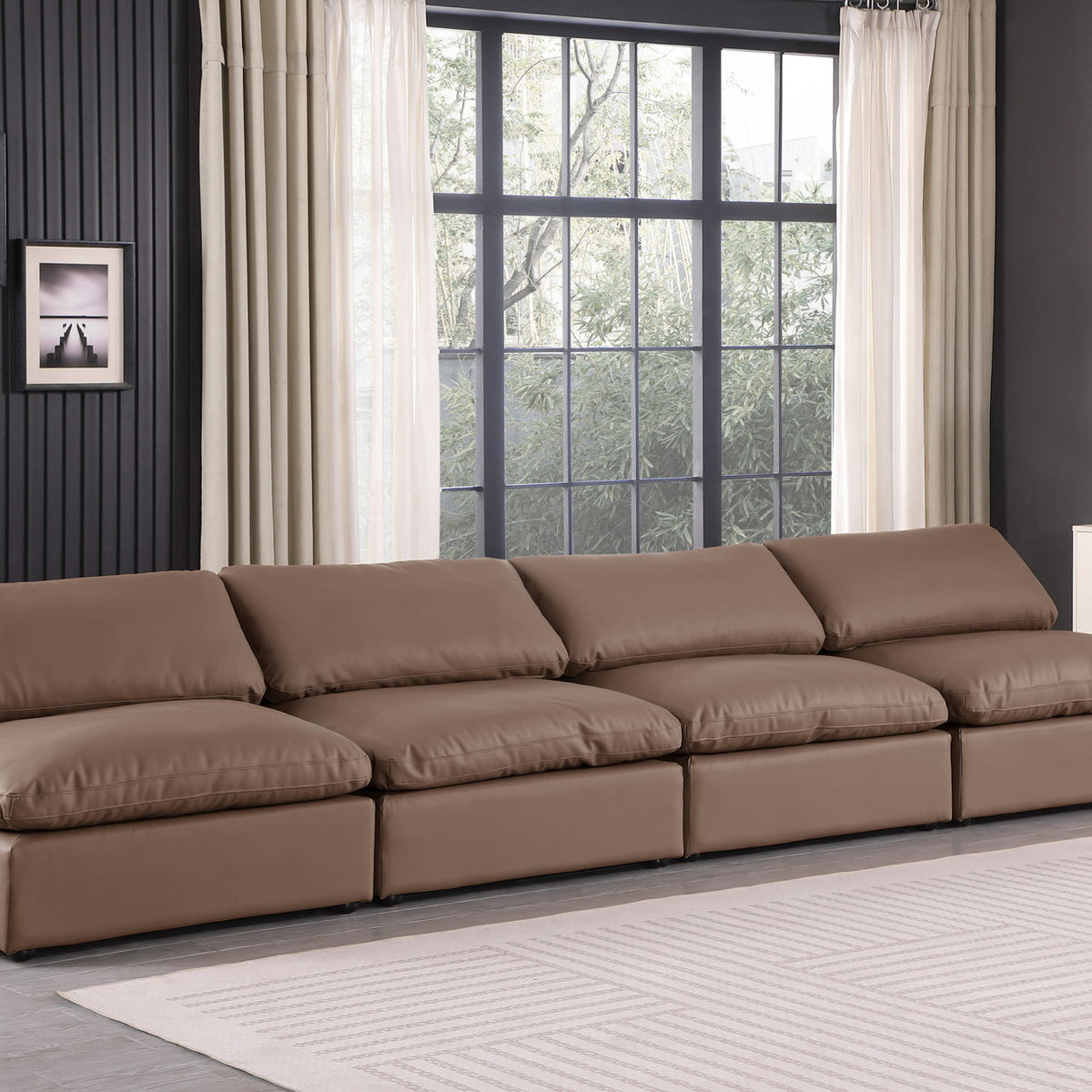 Comfy - Faux Leather Modular Armless Sofa 4 Seats