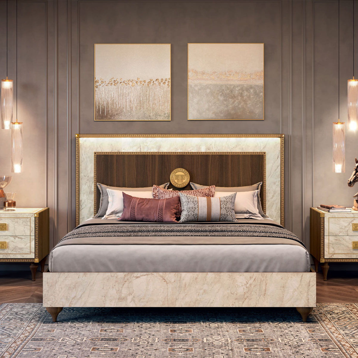 Romantica - Nightstand - Light Beige / Brown Walnut