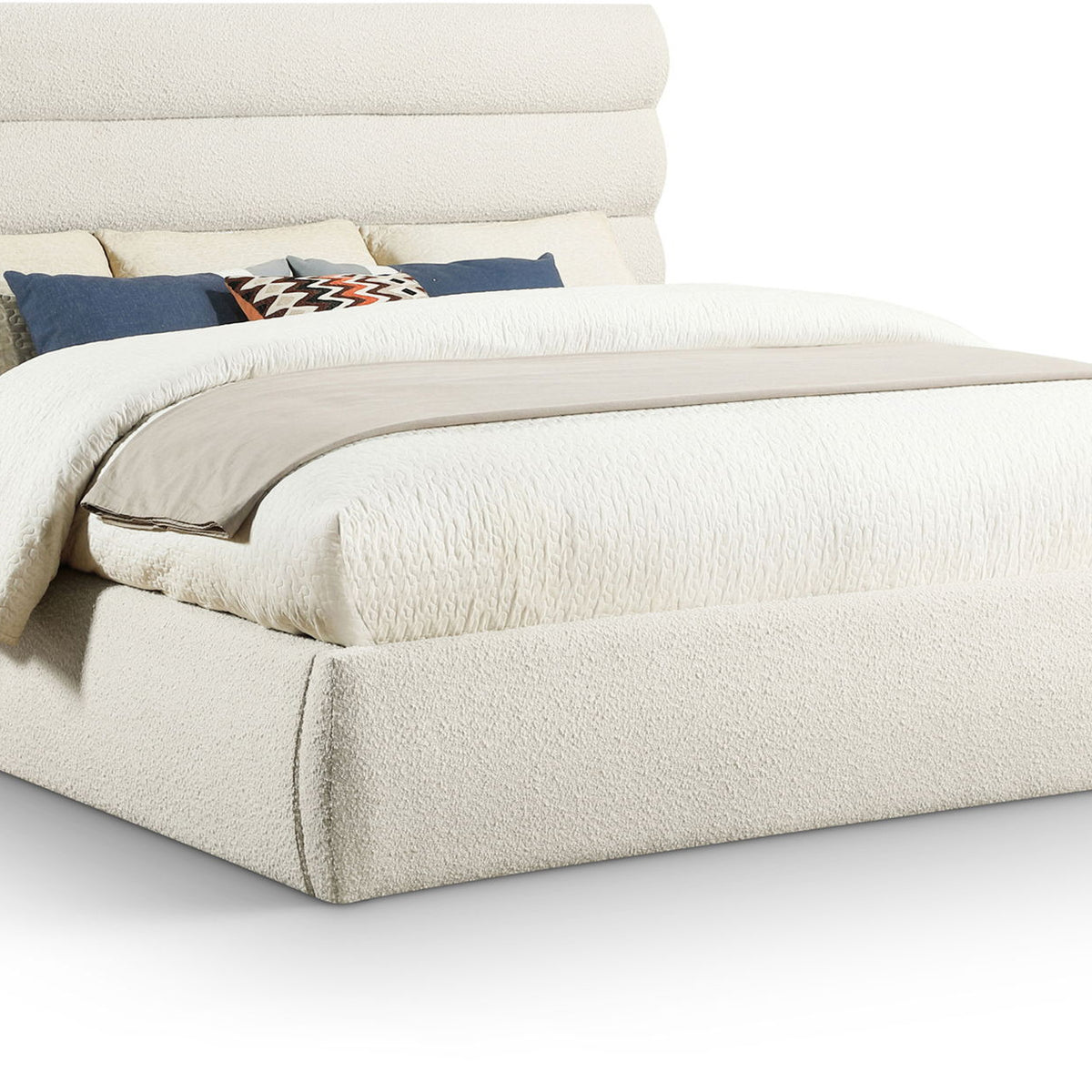 Adam - Boucle Fabric Bed With 52" Headboard