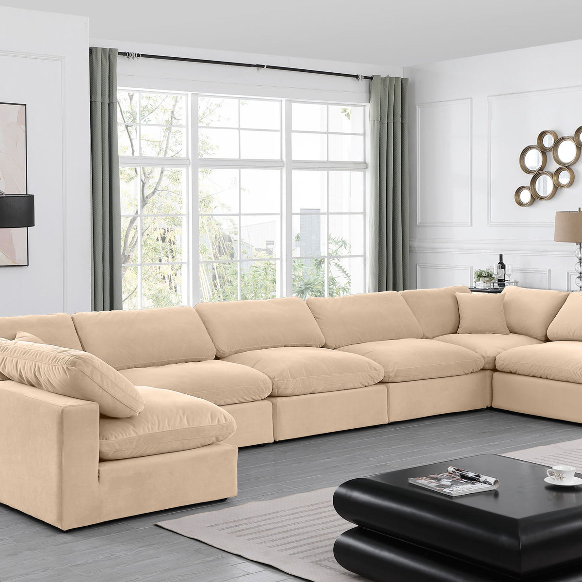 Comfy - 7 Piece Velvet Modular Armless Sectional