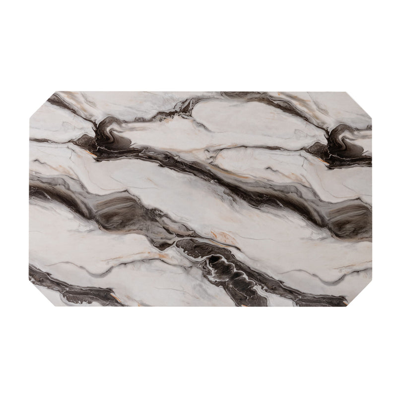 Magaly - Bar Table And Stool 5 Piece Set With Marbled Top Detail - Dark Gray