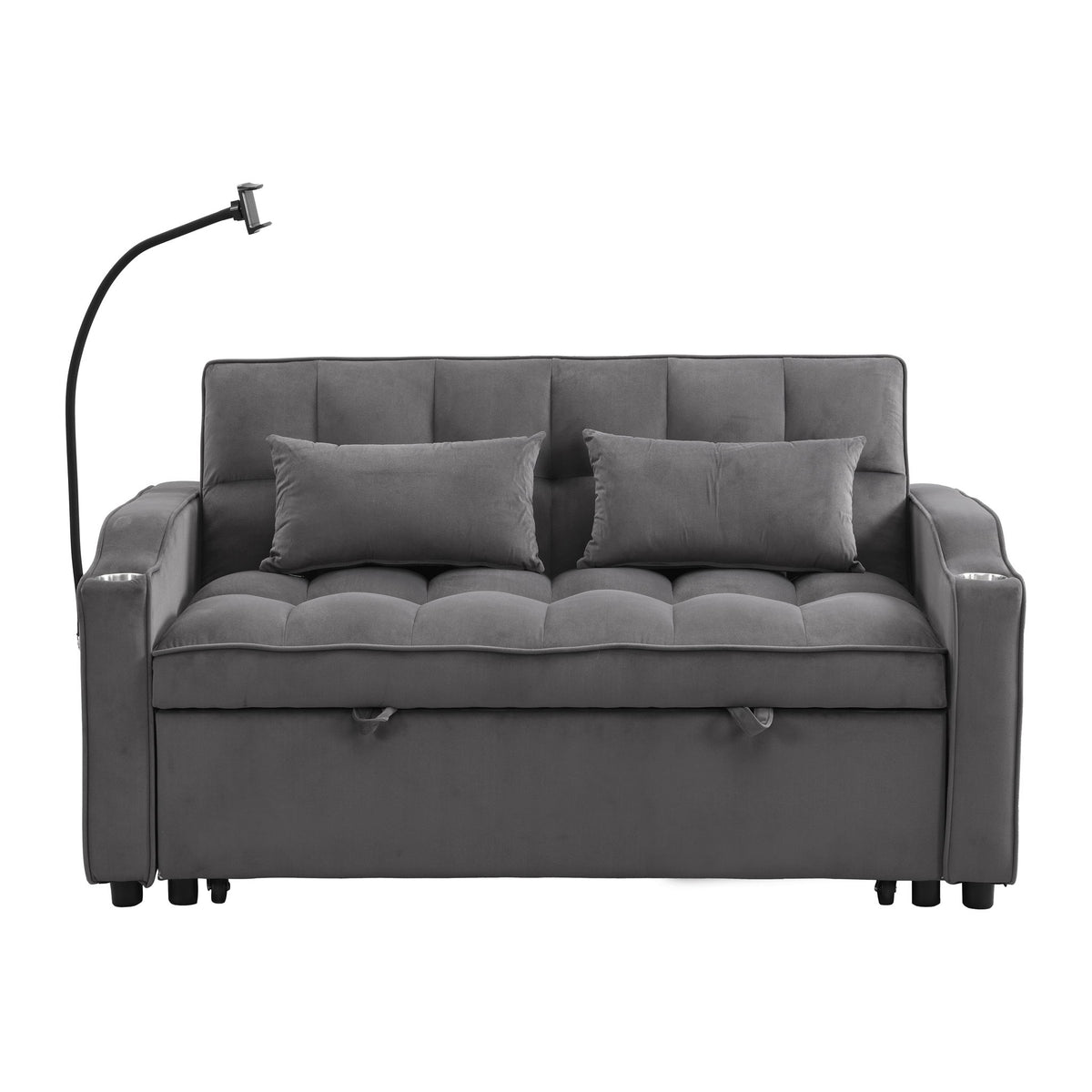 Sofa Bed With Trundle For Small Rooms - Dark Gray
