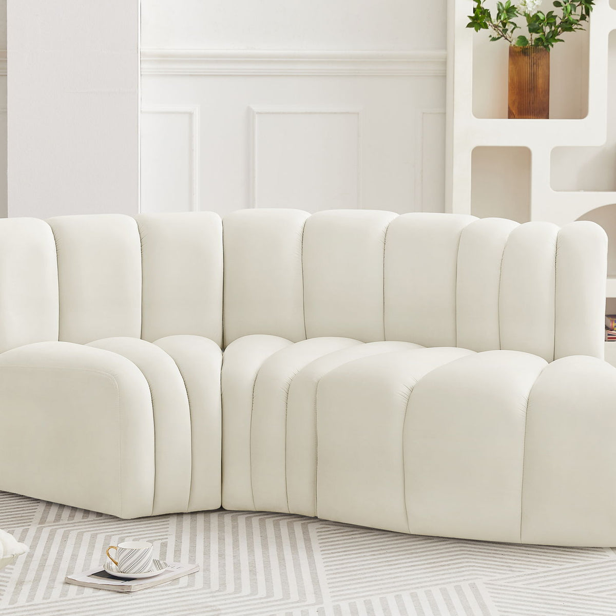 Arc - Velvet 3 Piece Modular L-Shaped Sofa