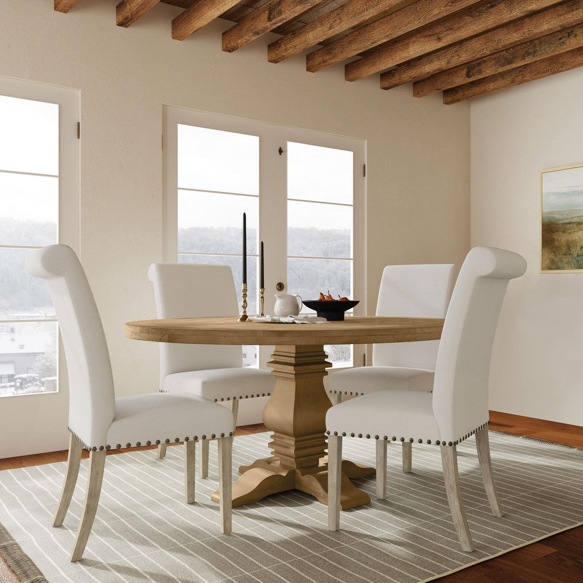 Florence 5-piece Round Dining Table Set Rustic Honey