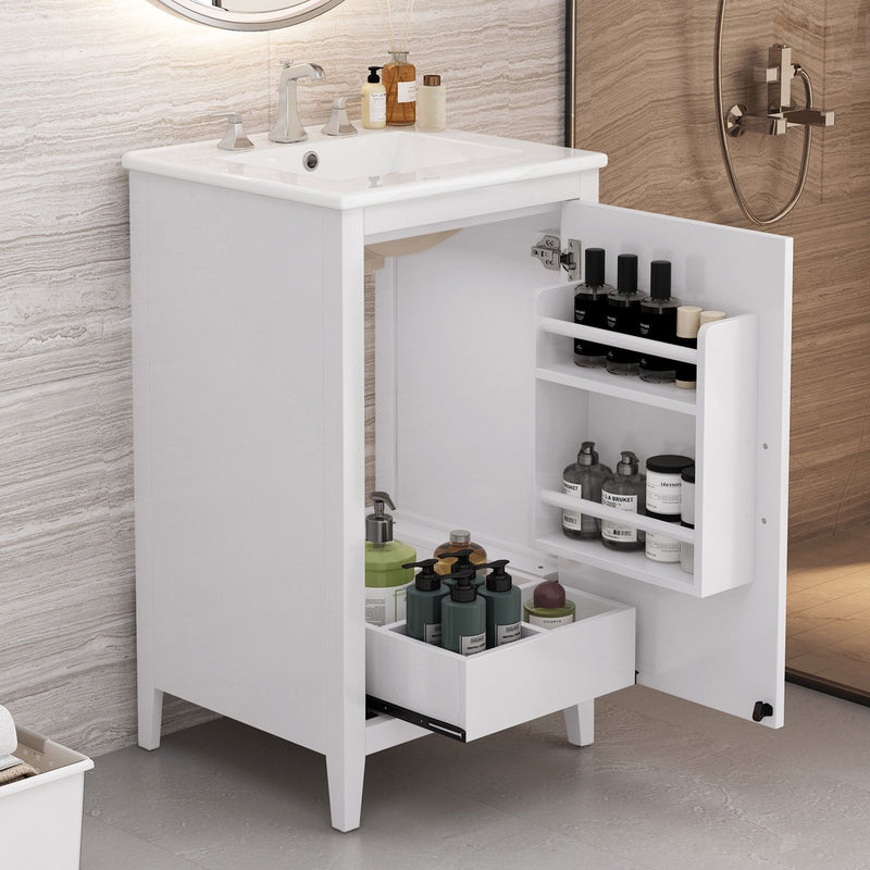 Modern Bathroom Vanity With Sink, Functional Drawer, Soft- Closing Door