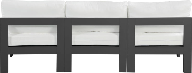 Nizuc - Outdoor Patio 3 Seat Armless Modular Sofa With Gray Frame