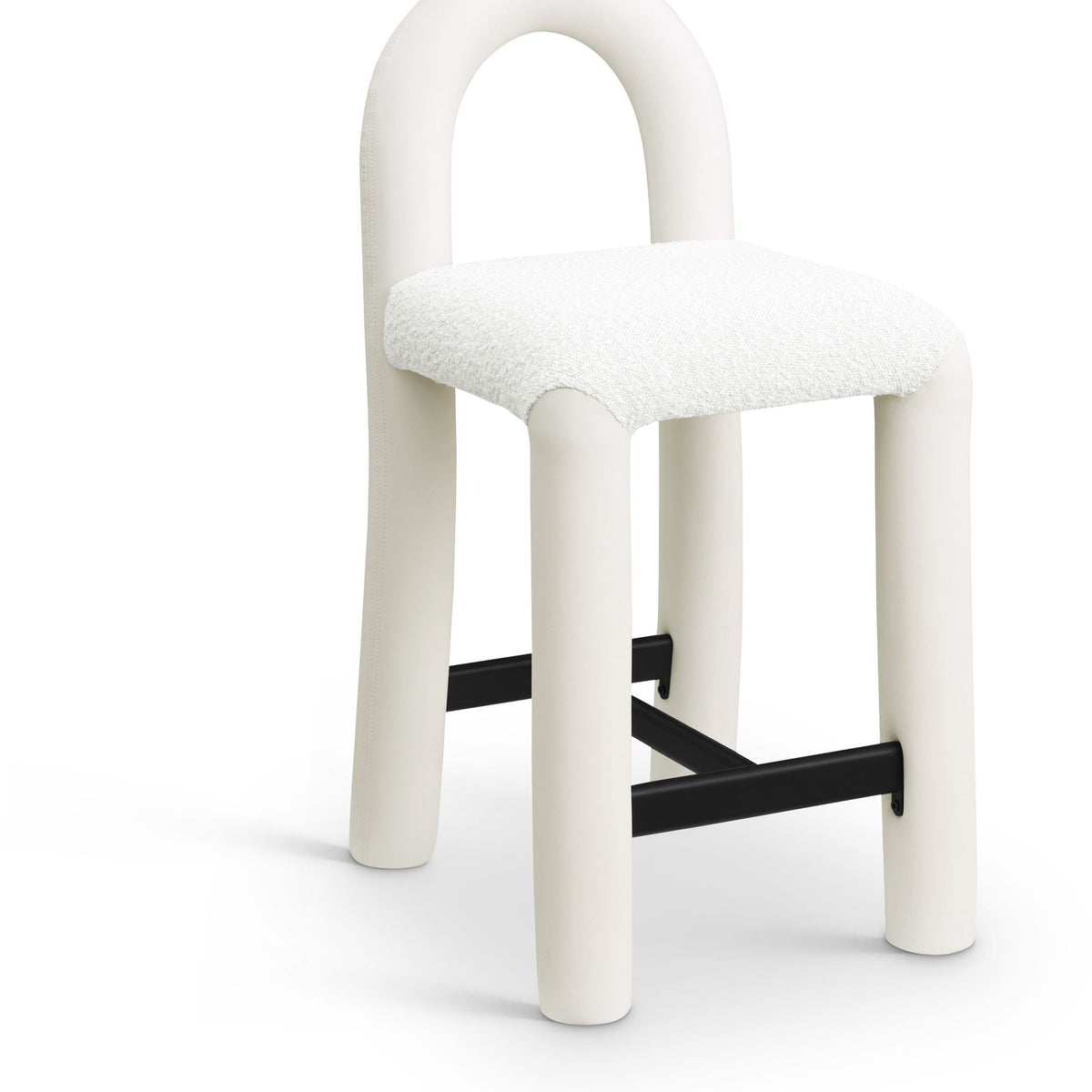 Amari - Vegan Leather and Boucle Fabric Stool