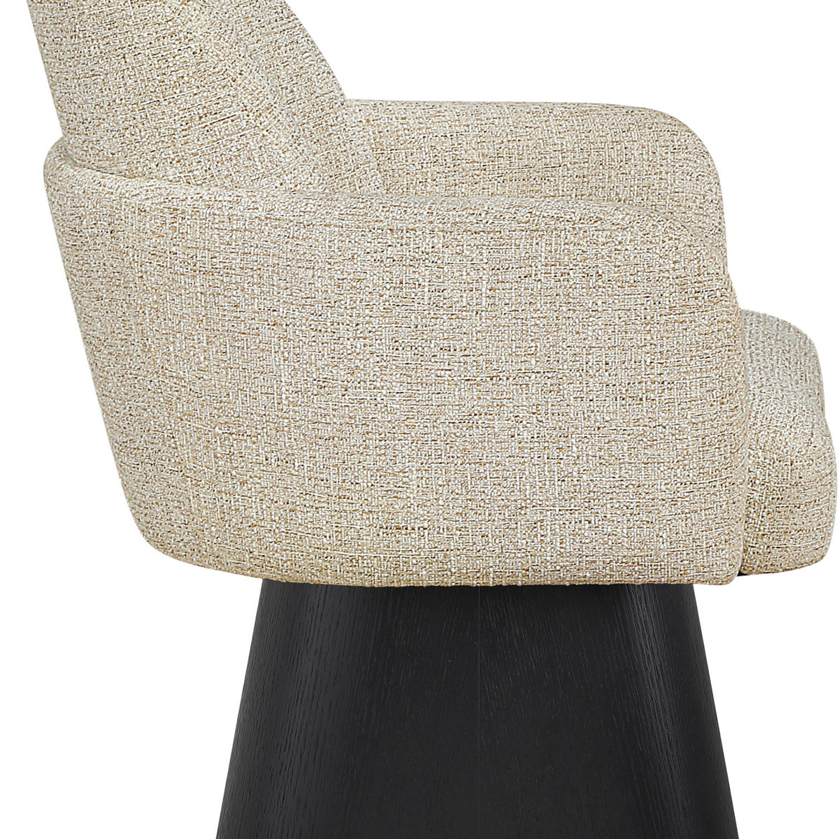 Marlowe - Linen Textured Fabric Upholstered Swivel Dining Arm Chair - Stained Black