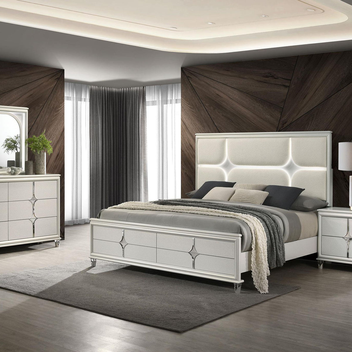Olivia 4-piece California King Bedroom Set Pearl White