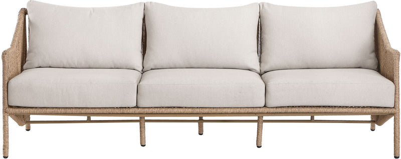 Coastline - Olefin Water Resistant Fabric And Wicker Outdoor Patio Sofa - Beige