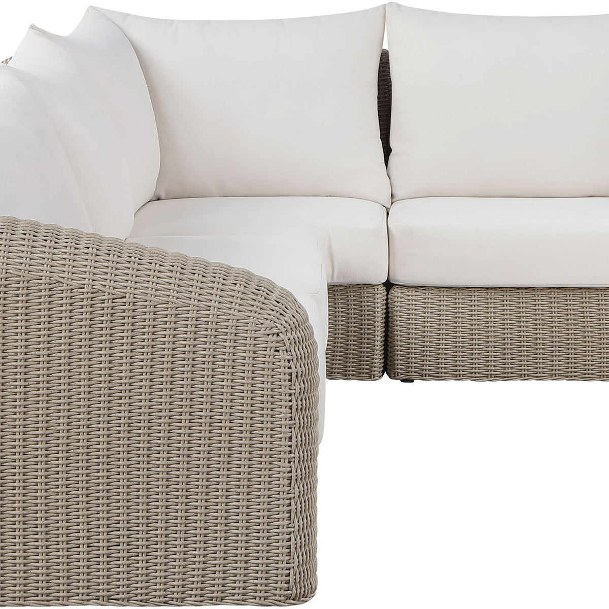 Seacrest - 123.25" Olefin Water Resistant Fabric And Wicker 4 Piece Outdoor Patio Modular Sectional