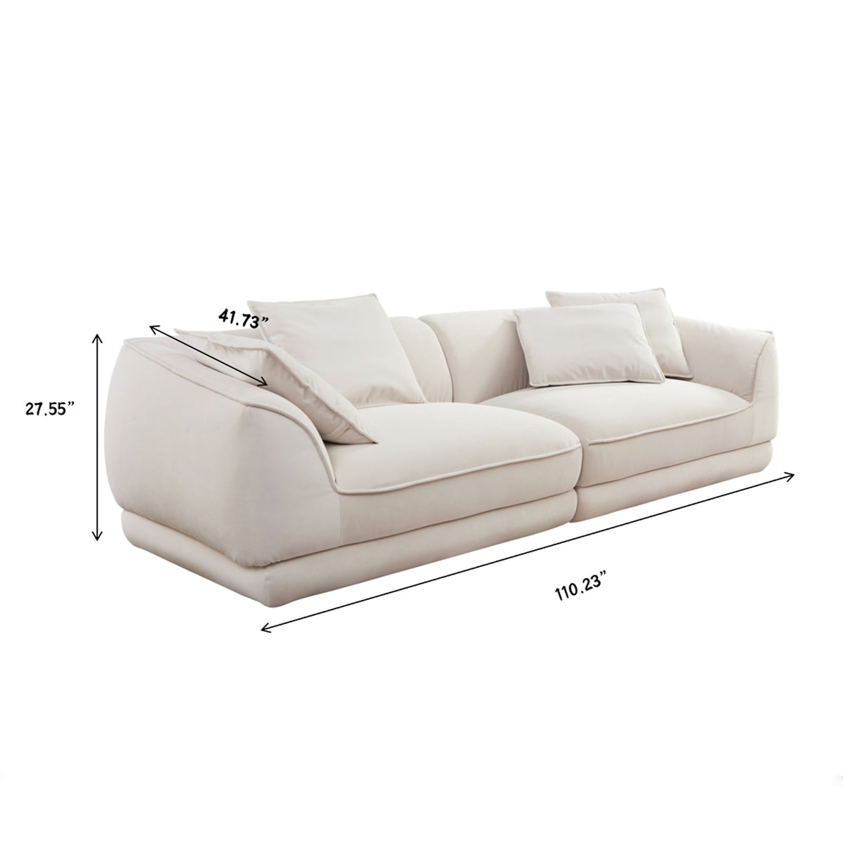 Nordic Modern Sofa With Removable Pillowcase, High Density Sponge Filling, 4 Throw Pillows