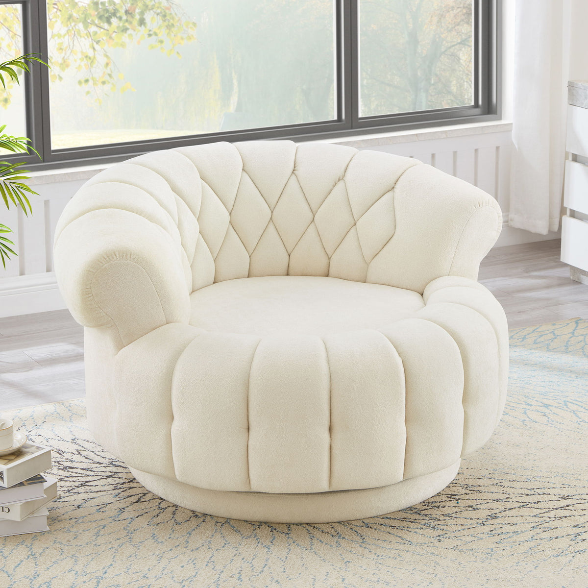 Round Swivel Accent Chair With Rotation