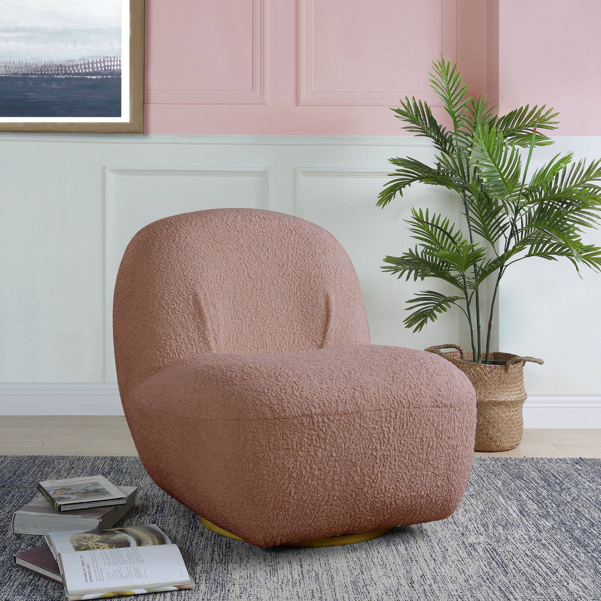 Yedaid - Sherpa Accent Chair With Swivel