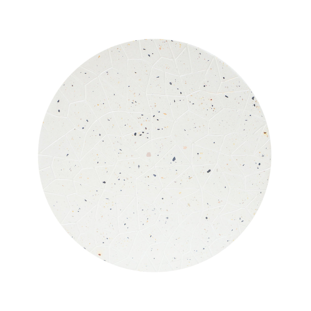 Outdoor Terrazzo Concrete Drum End Table, Living Room Accent Table - White Terrazzo