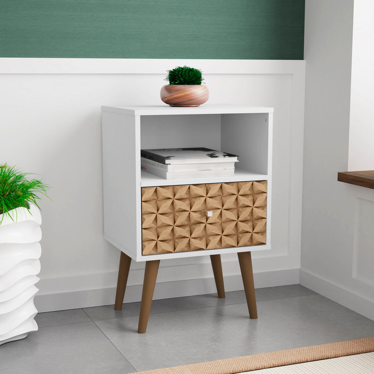 Manhattan Liberty - Nightstand Wtth White Frame