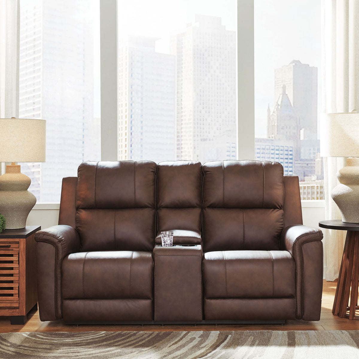 Bleckley - Power Reclining Loveseat With Console / Adjustable Headrest