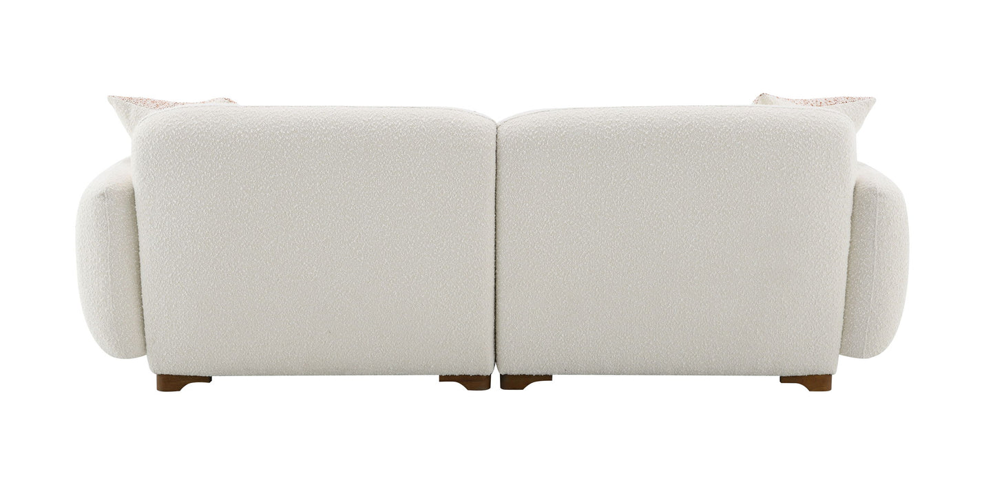 Darius - Boucle Sofa With 2 Toss Pillows - Beige