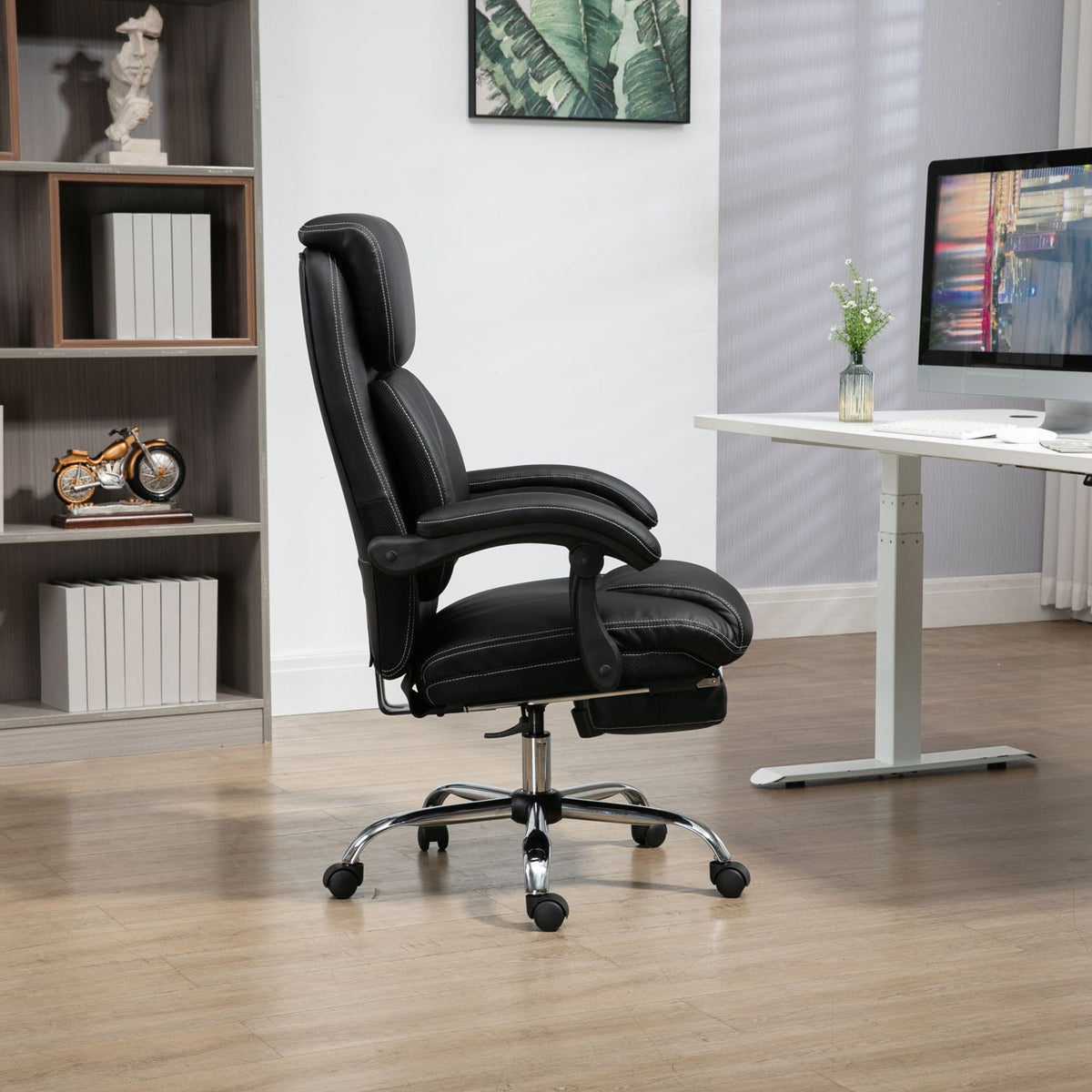 Big And Tall Office Chair, High Back Ergonomic Office Chair With Footrest, Executive Office Chair For Back Pain Relief - Black
