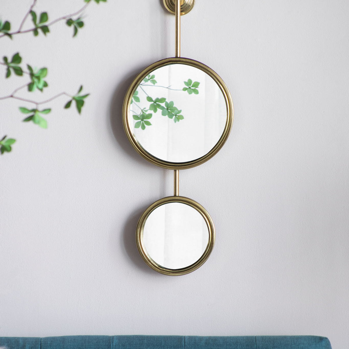 2 Circle Mirrors For Wall Decor, Unique Contemporary Wall Mirror For Living Room Bedroom Entryway - Gold
